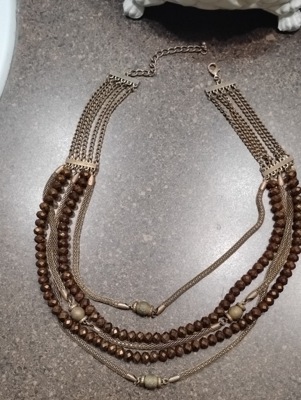 Multi-Strand Brown Beaded Necklace - Vintage-Style Fashion Jewelry